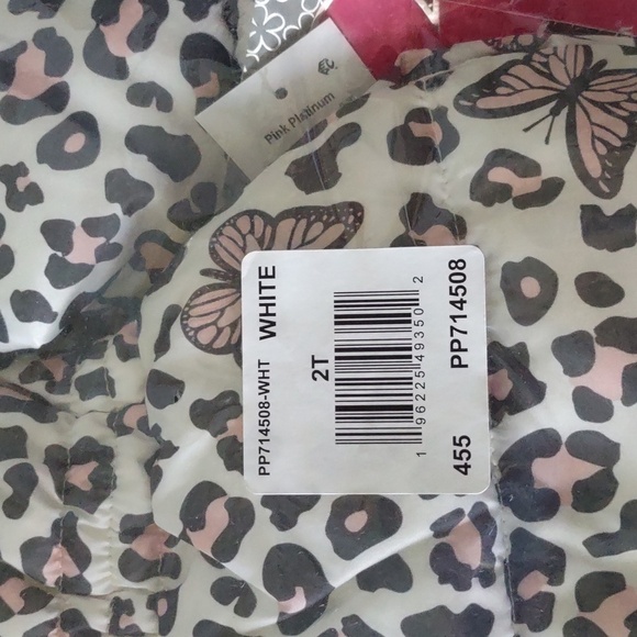 Wippette Toddler Butterfly Animal Print Hooded Puffer Jacket Pink 2T - Picture 4 of 4